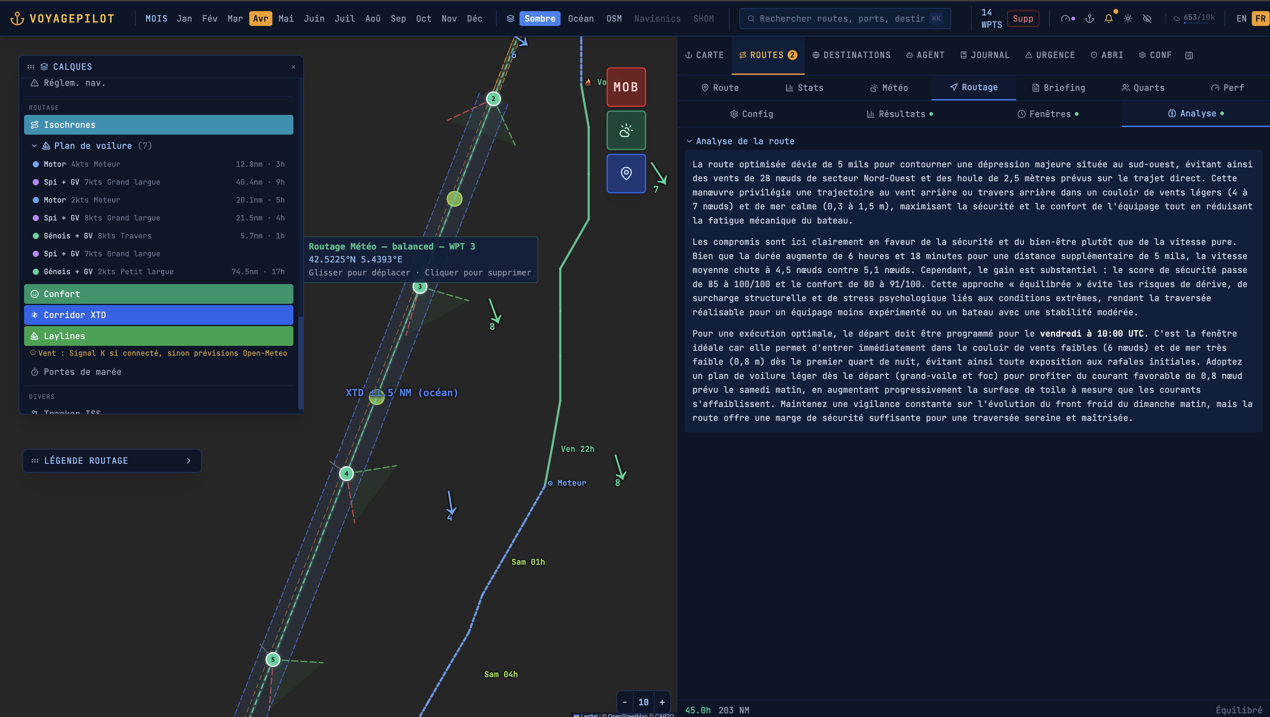 Routage isochrone météo